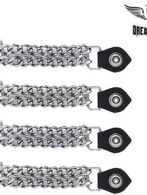 Dealer Leather 4 Pc USA Flag Motorcycle Vest Extender Black Dual Metal Chain